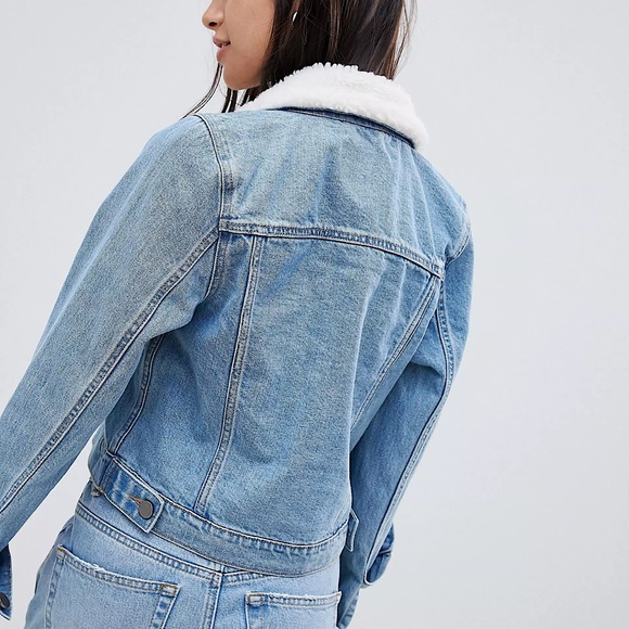 ASOS denim sherpa fleece collar jacket - Picture 11 of 12